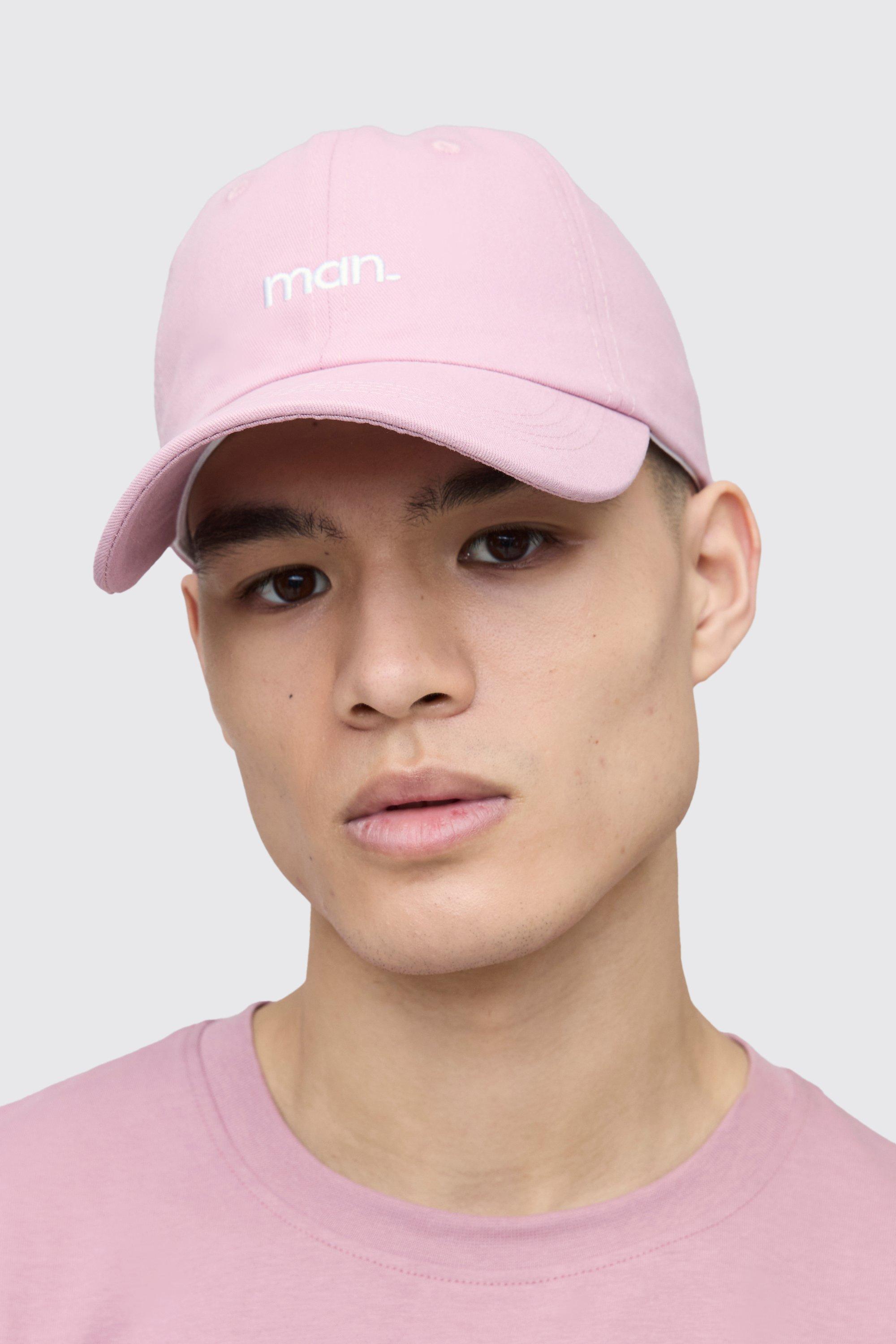 Mens Pink Man Branded Cap, Pink